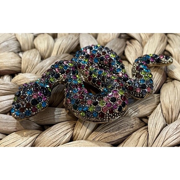 DESIGNER STYLE UNSIGNED HUGE 3.25 INCH SNAKE BROOCH / PENDANT Multicolored - Picture 2 of 6